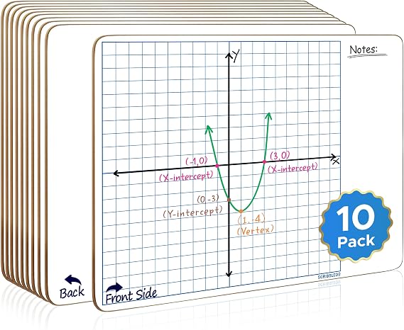 SCRIBBLEDO XY Axis Coordinate Graph Boards 11x14 for Classroom Math 10 Set