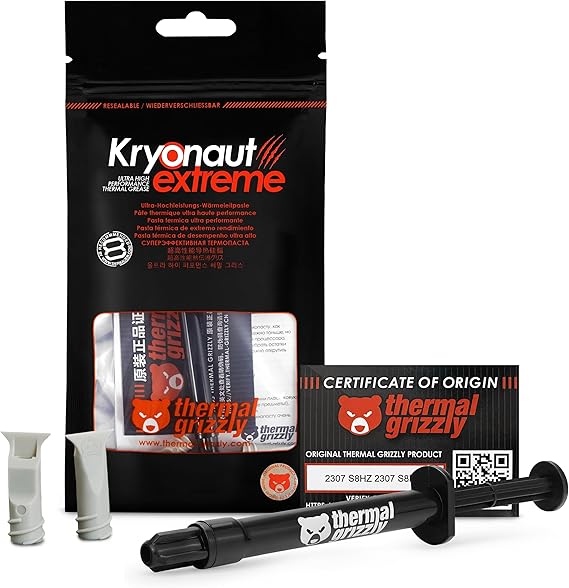 Thermal Grizzly - Kryonaut Extreme Thermal Paste - To Cool All Processors, Graphics Cards and Heat Sink on Computers and Consoles (2 grams)