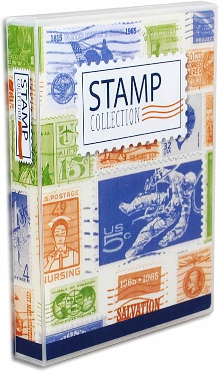 Stamp Collection Album Binder with 10 Archival Safe Pages - Compact 3-Ring Postage Stamp Storage Case with Snap Lock, Holds 150-300 Stamps - Includes 150 Mounting Squares, 1.25" Spine
