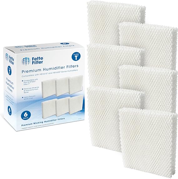 Fette Filter - 6 Pack Filter T Humidifier Wicking Filters Compatible with Honeywell HFT600T HFT600PDQ for Honeywell Tower Humidifier HEV615 Series & HEV620 Series.