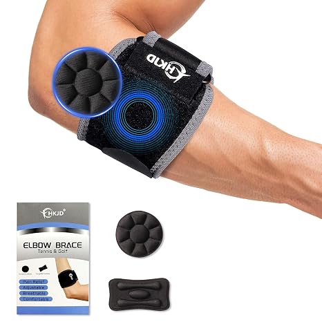 Tennis Elbow Brace for Men & Women, Elbow Brace for Tendonitis & Golfer's Elbow, Adjustable Elbow Brace for Men with 2 Compression Pads for Pain Relief & Support, Beathable Tennis Elbow Strap for Women & Men, Forearm 8.5''-12'' (1 Pack)