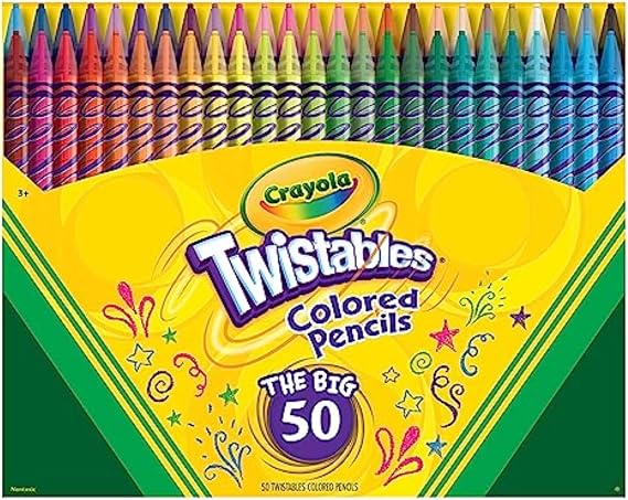 Crayola Twistables Colored Pencil Set (50ct), Cool Back to School Supplies for Kids, No Sharpen Colored Pencils for Girls & Boys, 4+