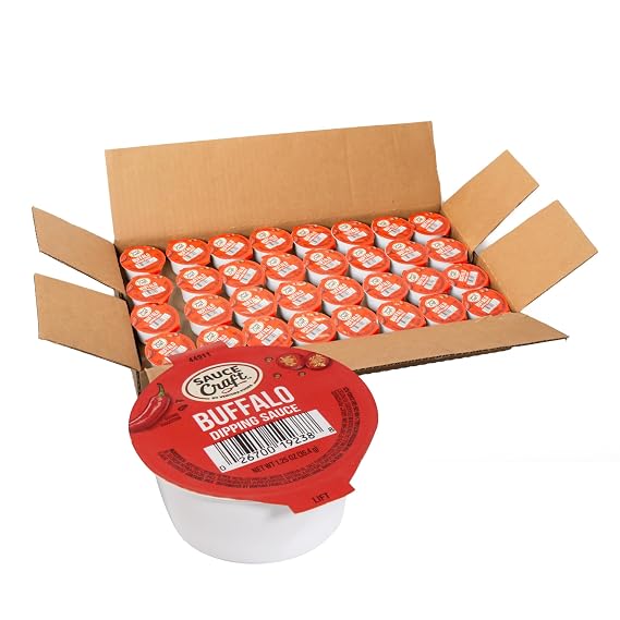Ventura Foods Sauce Craft Buffalo Sauce Dip Cups, Aged Cayenne & Garlic, Savory Heat Wing Condiment, 1.25 oz, Pack of 96