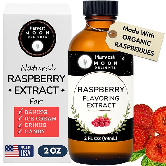 Natural Raspberry Extract for Baking, Drinks, Ice Cream and Candy - 2 Oz - Harvest Moon Delights - Raspberry Flavoring, Flavor