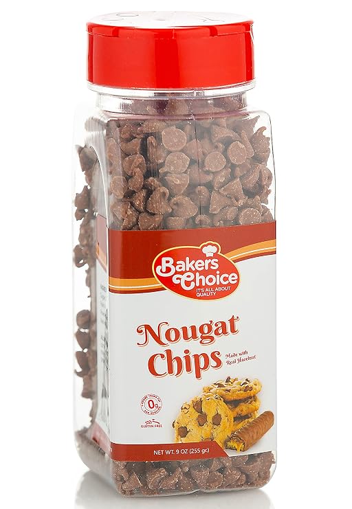 Nougat Flavored Chocolate Chips Non Dairy, Kosher 9 Ounce. Bakers Choice