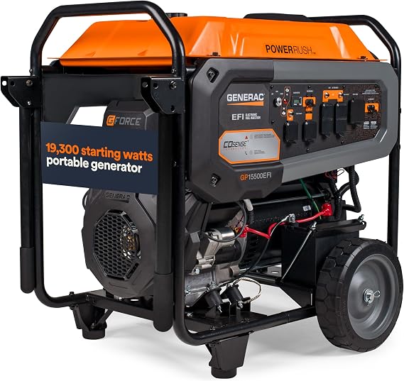 Generac 19,300 Starting Watt Portable Gas Generator, Electric Start