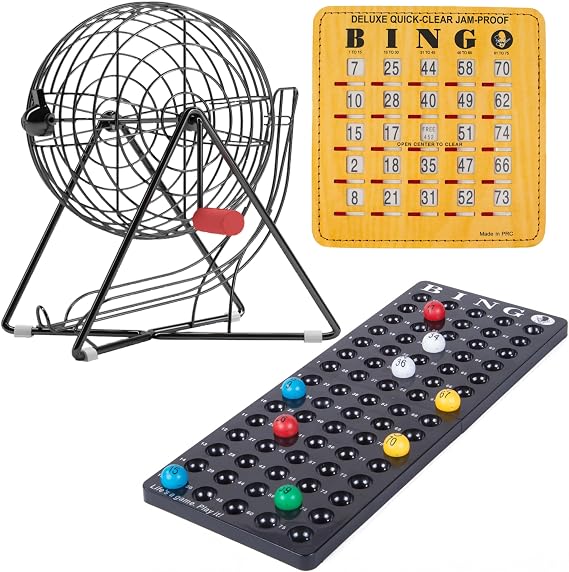 MR CHIPS Bingo Cage and Balls Set with 25 Jam Proof Shutter Slide Cards