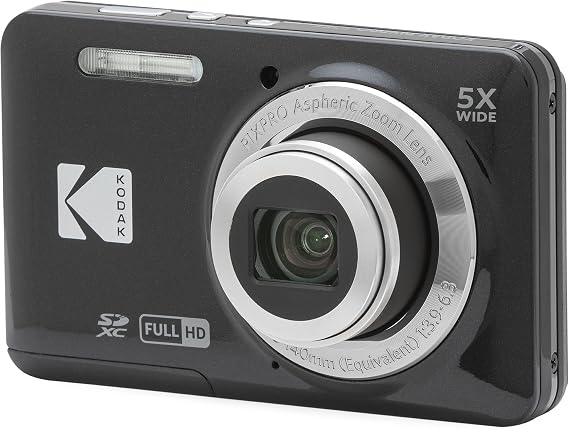 KODAK PIXPRO FZ55 16MP Compact Digital Camera, 5X Optical Zoom, Black | 1080p Full HD Video, 28mm Wide Angle Lens, 2.7 Inch LCD, Point and Shoot, Vlogging Camera, Li-Ion Battery