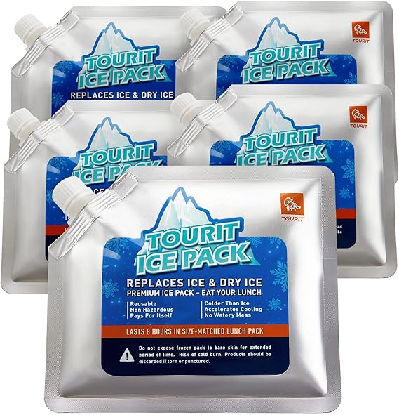 TOURIT Reusable Ice Pack for Coolers Long Lasting Cooler Ice Packs for Cooler Bag Lunch Bags/Boxes, Cooler Backpacks, Freezer Packs for Coolers