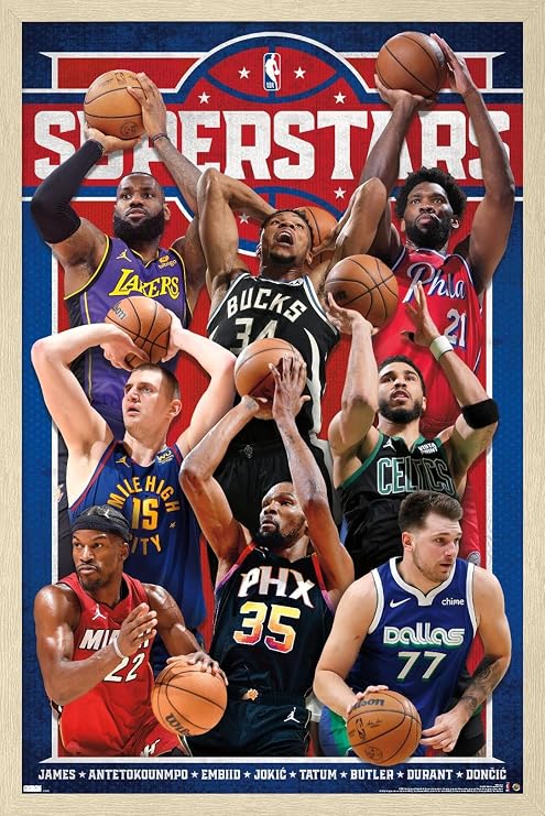 Trends International NBA League - Superstars 23 Wall Poster, 34L x 22.4W, Blonde Framed Version