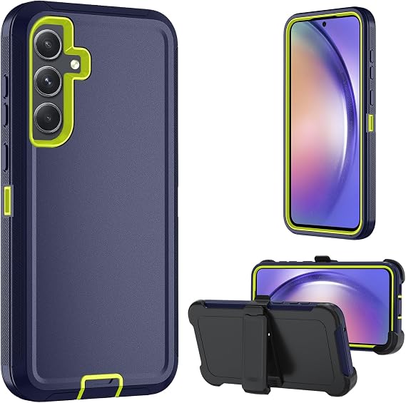 for Samsung Galaxy A55 5G case,A55 5G Heavy Duty case,with Belt-Clip and Tempered Glass Screen Protector, [Military Grade Protective ] [Shockproof] [Dropproof] [Dust-Proof] (Blue Green)