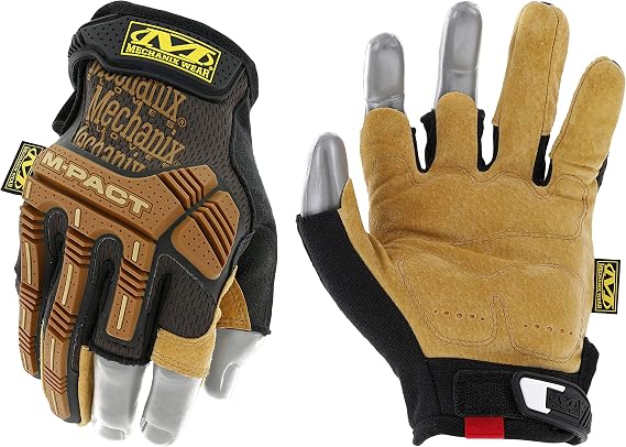Mechanix Wear M-Pact Leather Framer Fingerless Gloves, Medium