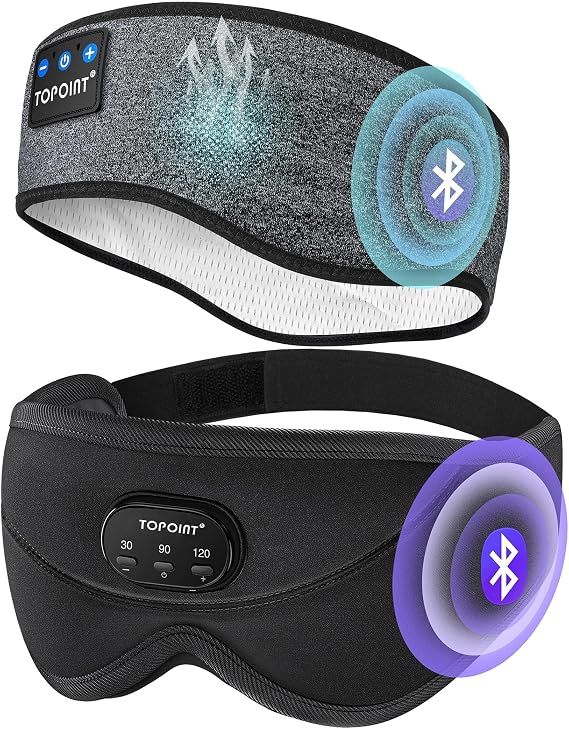 TOPOINT Bluetooth Headband and Bluetooth 3D Sleep Mask