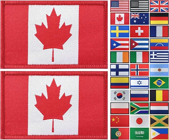 JBCD 2 Pack Canada Flag Patch Canadian Flags Tactical Patch Pride Flag Patch for Clothes Hat Patch Team Military Patch