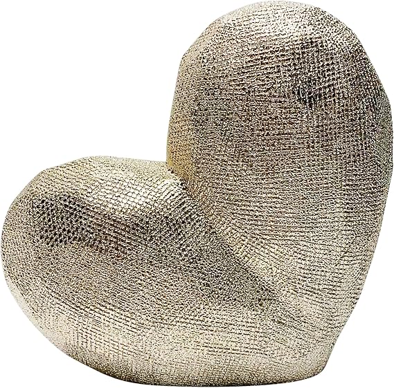Decorative Ceramic Heart Sculpture for Home Decor - Ornament for Bathroom, Office, and Living Room Decor - Modern Figurine Accent for Bedroom, Shelf Display, and Coffee Table - 8", Gold