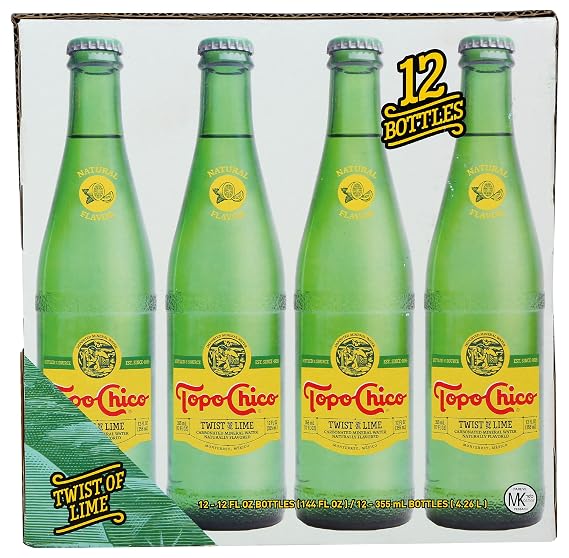Topo Chico Sparkling Mineral Water, Twist of Lime, 12 Bottles, 144 Fl Oz