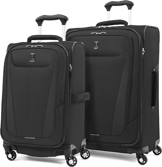 Travelpro Maxlite 5 Softside Spinner Set, Black, 2-Piece (21/25) | Includes Carry-On & Medium Checked, Expandable Luggage With 4 Wheels, Lightweight & Versatile, Men & Women