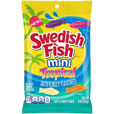 Swedish Fish Mini Tropical Fat Free Candy, 8 oz