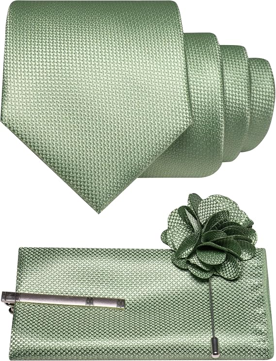 RBOCOTT Mens Tie and Pocket Square with Lapel Tie Clip Sets for Business and Wedding 4PCS