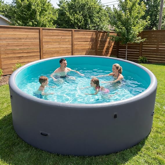 Large Drop Stitch Inflatable Swimming Pool for Backyard, 10FT x 10FT x 4FT Rectangular Inflatable Pool for Backyard Garden Parties