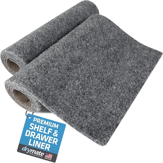 Drymate Premium Luxury Shelf & Drawer Liner 11x36 2-Pack Light Grey Ridge