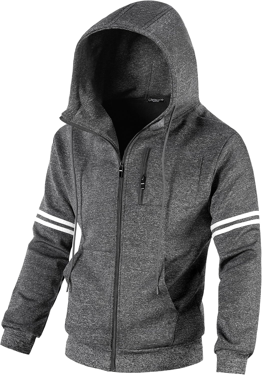 Chrisuno Mens Soft Fleece Fashion Hooded Sweatshirt Zip Up Sports Sweater Hoodie Jacket
