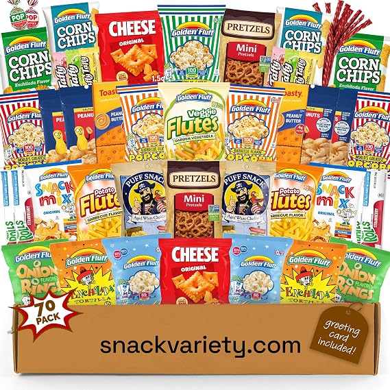 Snack Box Variety Pack (70 Count) - Bulk Snacks for Adults, Kids & Teens