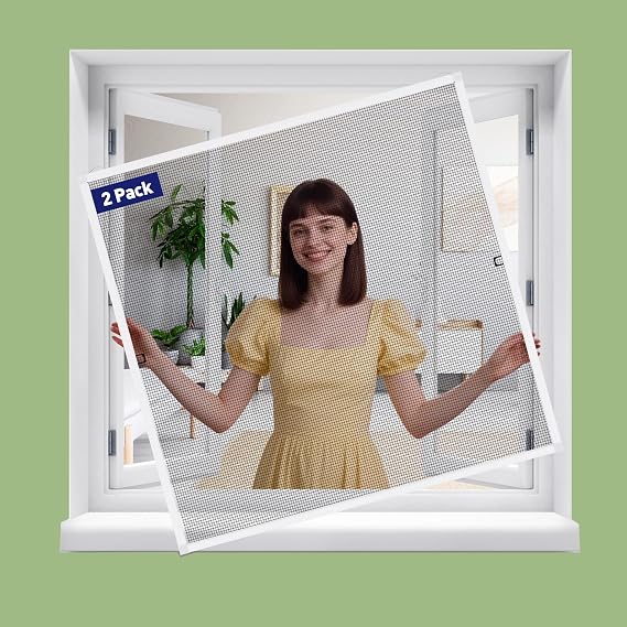 Window Screen Replacement Kit-2 Packs, DIY Aluminum Alloy Frame Screen Window Up to 46" x 46" for Windows/Doors, Includes 48" x 99" Mesh & 33ft Spline & Tool Kit, Easy Install, Insect Proof