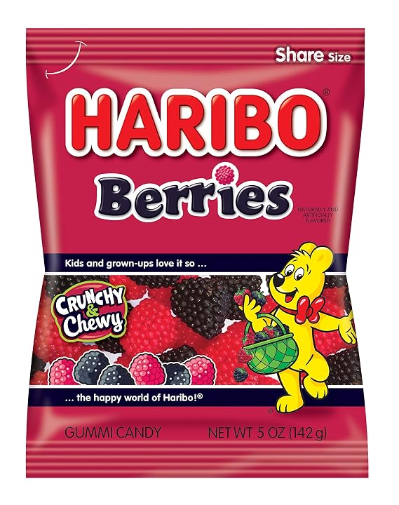 HARIBO Berries Crunchy Gummy Candy, 5 oz. Bag