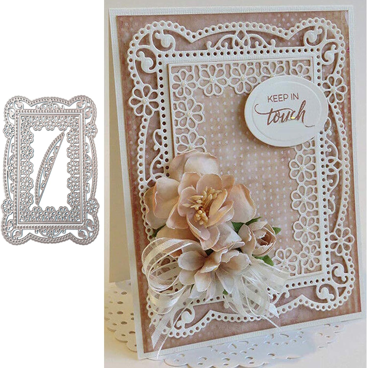 Suds&WH Flower Metal Die Cuts, Wedding Square Lace Flower Border Edge Cutting Dies, Scrapbooking Card Making Supplies