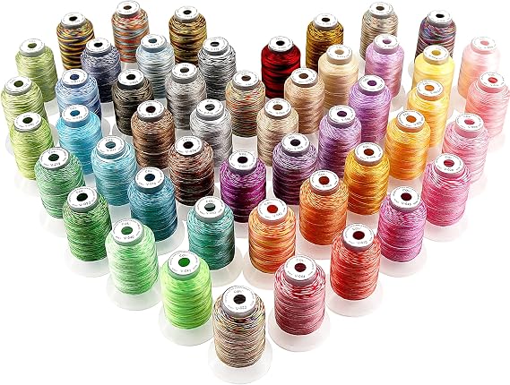 New brothread 50 Colors Variegated Polyester Embroidery Machine Thread Kit | 500M/550YD Each Spool, Compatible with Brother Janome Babylock Singer Pfaff Bernina Husqvarna Embroidery/Sewing Machines