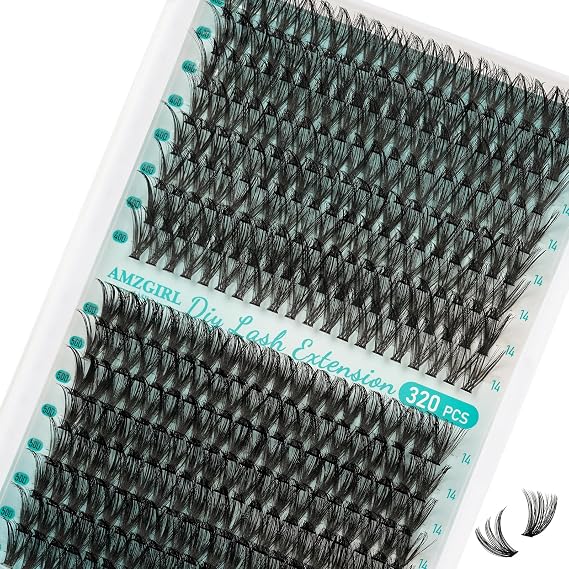 Lash Clusters Wispy 320PCS Eyelash Extension 40D 50D Cluster Lashes Individual Lashes DIY Lash Extension Natural Look Cluster Eyelash Extensions Soft False Eyelashes at Home for Beginners(D-14mm)