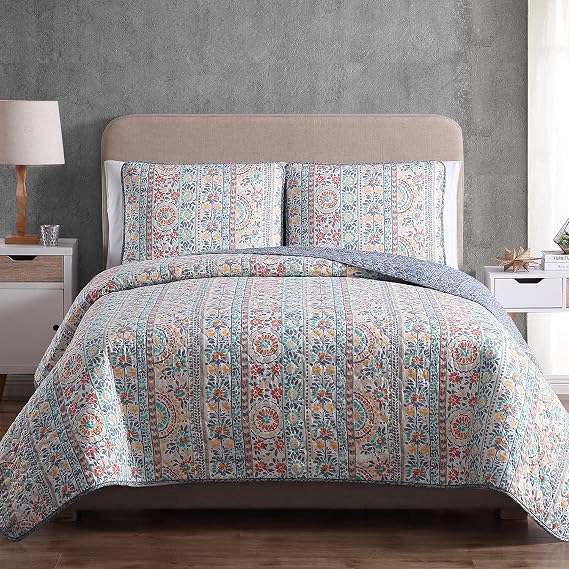 SCHNAUZER HOME Quilts for Full/Queen Bed Bedspreads Soft Bed Summer Lightweight Bedspread Comforter Modern Style Pattern Coverlet for All Season 3 Pieces (1 Quilt, 2 Pillow Shams)
