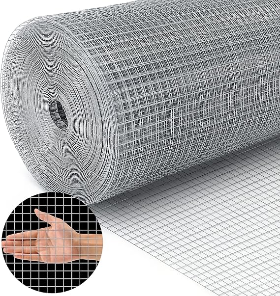 Land Guard 19 Gauge Hardware Cloth, 1/2 inch Chicken Wire Fence, Galvanized Welded Cage Wire Mesh Roll Supports Poultry Netting Cage Fence.........