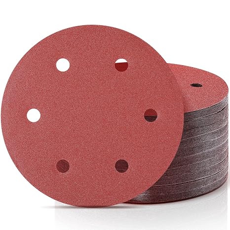 100 Pack 9 Inch Sanding Discs 120 Grit for Hand Radial Sander 6 Holes Hook and Loop Drywall Sandpaper for Wood Furniture Finishing Polishing Drywall Sander Remove Popcorn Ceiling