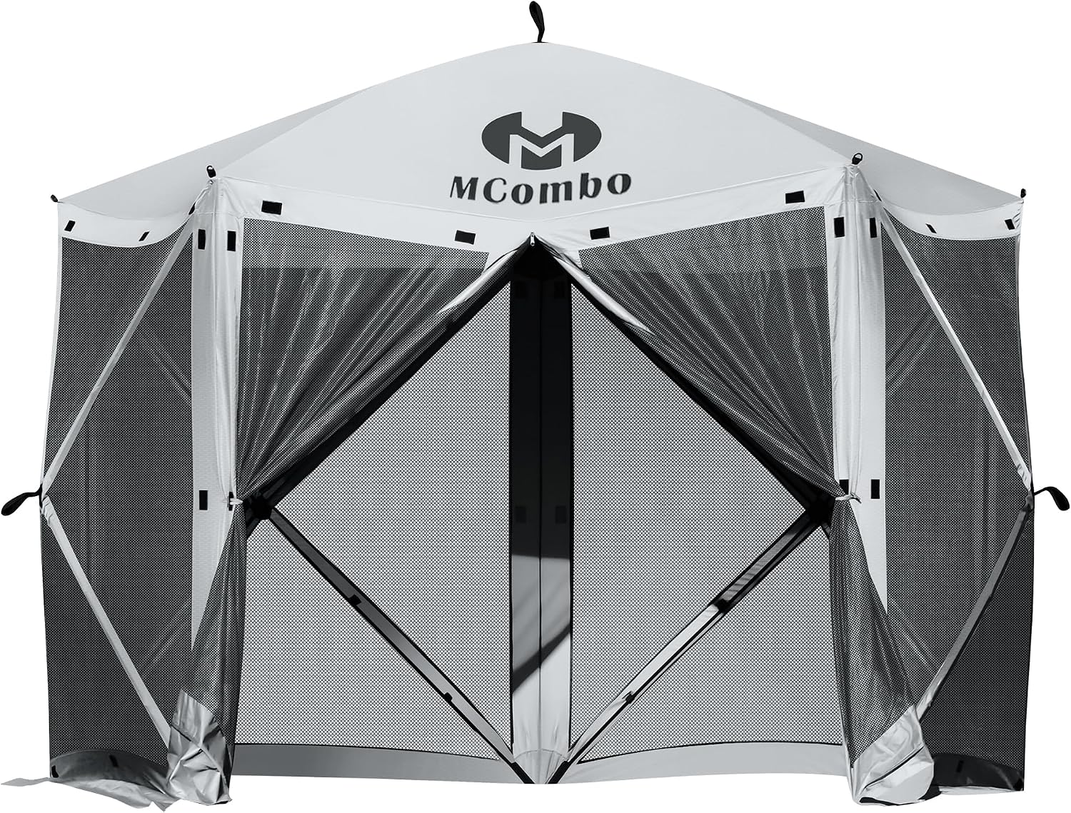 MCombo 10x10ft 5-Sided Pop-Up Gazebo Tent Only, Screened Outdoor Shelter with Netting, Quick Setup Patio Pavilion, No Wind Panels Included, 1024 Silver Gray, 10x10ft Pop-Up Gazebo Tent Only