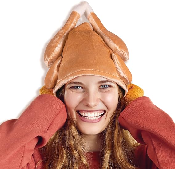 Kangaroo Thanksgiving Plush Roasted Turkey Hat for Men & Women for Parties | Turkey Head Costume Accessories for Parties - Silly Costumes Dress up Party Favors for Men and Women