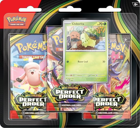 Pokémon TCG: Mega Evolution, Paquete Triple de Pedido (1 Tarjeta Promocional de Aluminio y 3 Paquetes de Refuerzo)