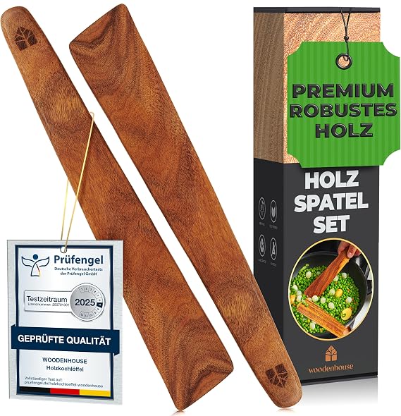 Pfannenwender Holz Set 2-teilig aus Teakholz Holzschaber 305 cm