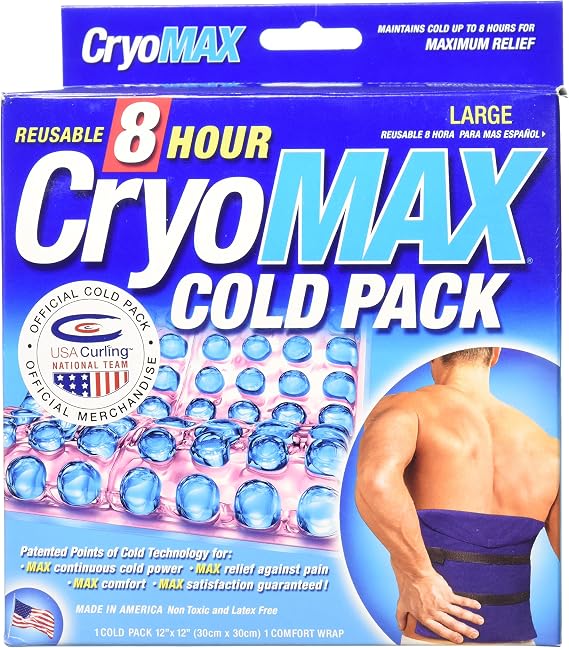 CryoMAX Cold Pack, Reusable, Latex Free, 8 Hour Cold Therapy, Large, 12" x 12" (1 Count)