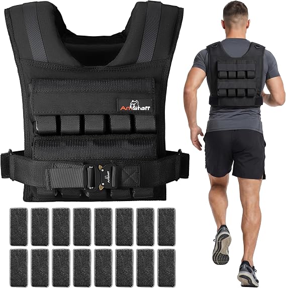 Amstaff Adjustable Weighted Vest with Iron Blocks - Weight Vests for Men & Women - Versatile Wearable Weighted Vest for Fitness Workouts, Strength and Endurance Training, Running, Crossfit