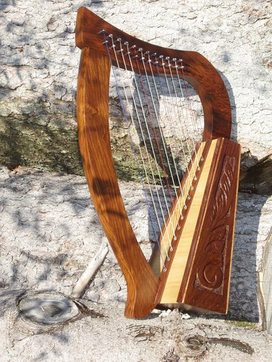 Irish Celtic harp with 12 strings and replacement strings
