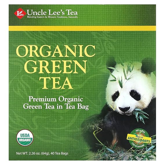 Uncle Lee's Tea Organic Green Tea, 40 Tea Bags, 2.26 oz (64 g)