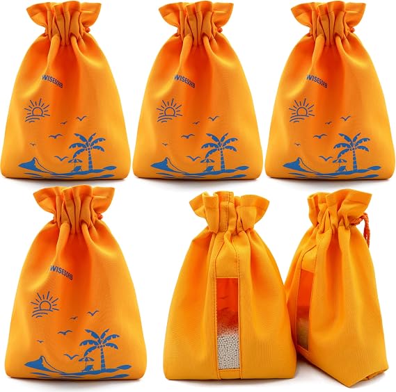 Wisesorb 6Pcs 7x9 inch Cloth Storage Bags with Drawstrings, Large Size, Multipurpose Bags with Sewing Transparent Window for Desiccant Beads, Snacks, Seeds