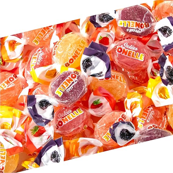 Bonelle Italian Fruit Jelly Candy, Dye Free Candy, 1 Lb Bag | Lemon, Strawberry, Orange, Blackberry, Naturally Flavored Vegan Candy