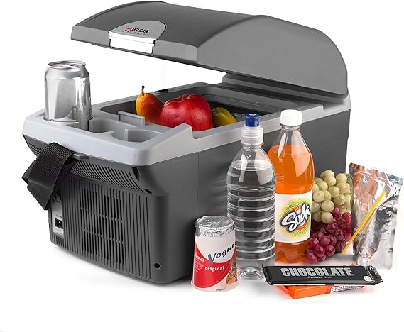 Wagan EL6214 Personal Thermoelectric Cooler/Warmer, 14 Liter Capacity, Portable Electric Car Cooler with 12/24V DC, 12V Small Fridge for Car, RV, and Camping Use, UL Listed | ersonal Electric Car Cooler Warmer, 12/24V DC, with Shoulder Strap, 12V Small Fridge, for Car, RV, and Camping Use, UL