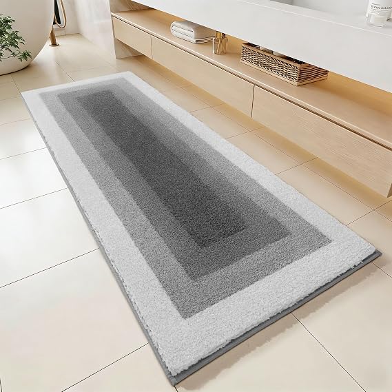 RORA Bathroom Runner 24x60 Gray Non Slip Absorbent Washable Long Bath Mat