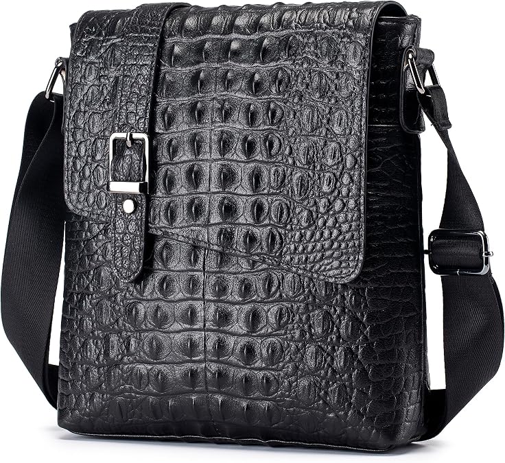 LUKZIJAES Genuine Leather Shoulder Bag Men Messenger Handbag Lightweight Sling Crossbody Bag