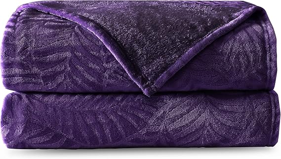 SOCHOW Super Soft Flannel Fleece Throw Blanket, 50 x 60 Inches, Aubergine