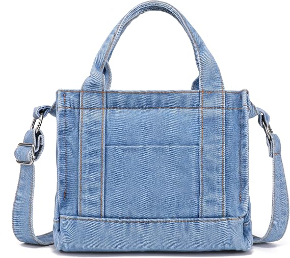 AOCINA Denim Purse Jean Tote Bag for Women Crossbody Bags | Shoulder Handbags with Top Handle and Adjustable Crossbody Strap Denim Tote Bag for Everyday Casual Daily Travel Errands